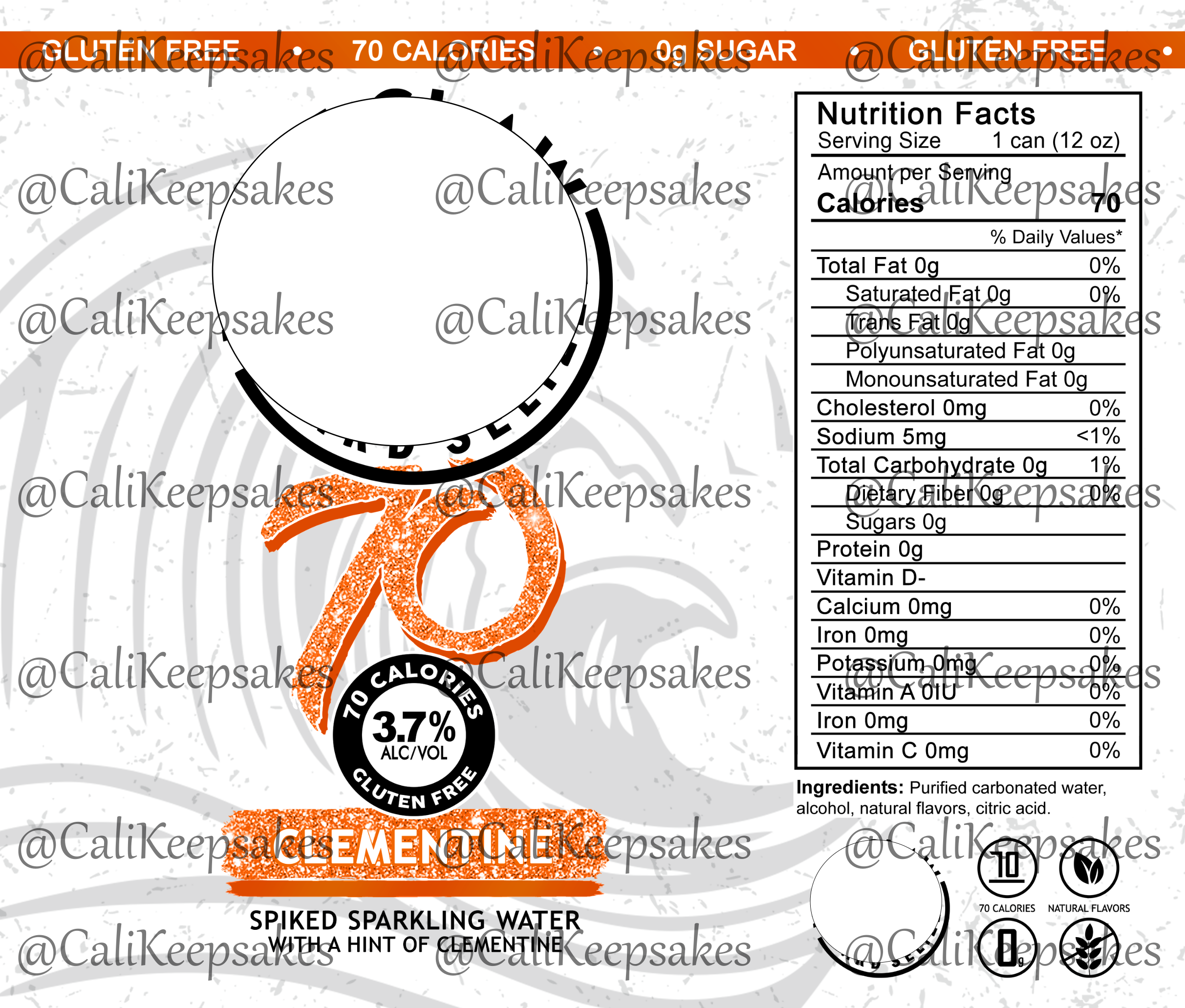 Hard Seltzer Clementine PNG Sublimation 300DPI CaliKeepsakes