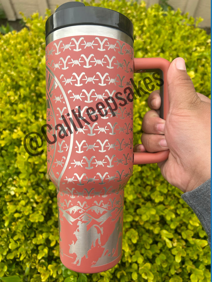 Pink "Yellowstone" travel mug