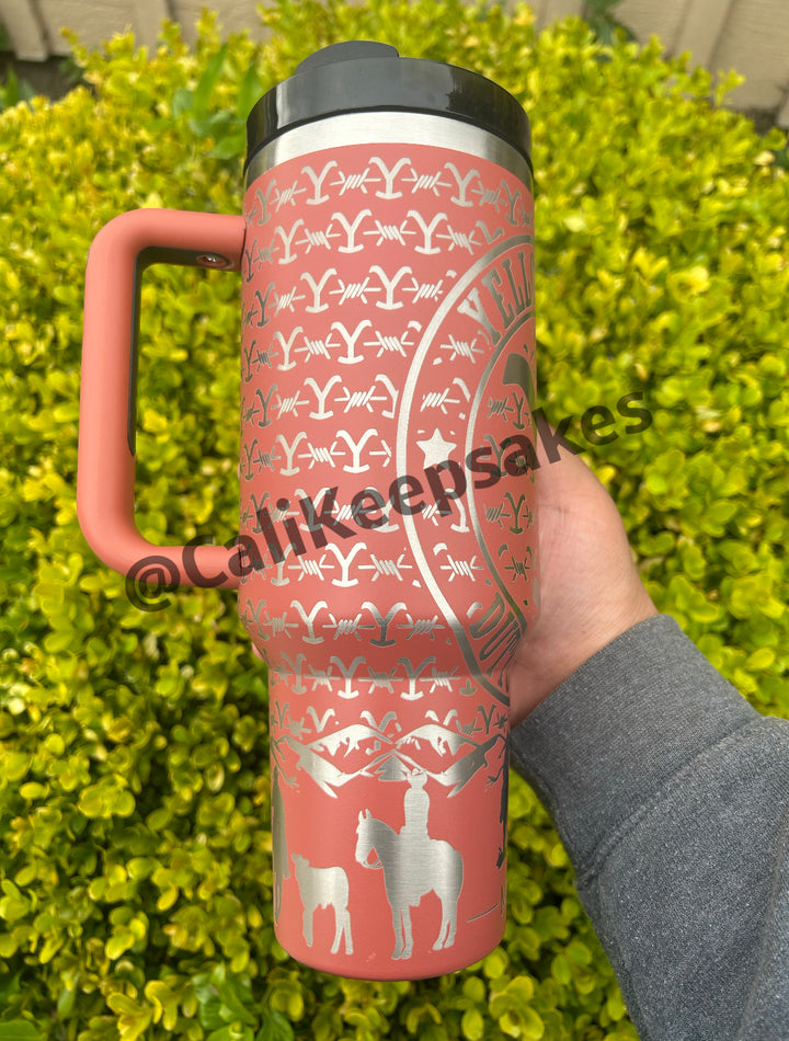 Pink "Yellowstone" travel mug