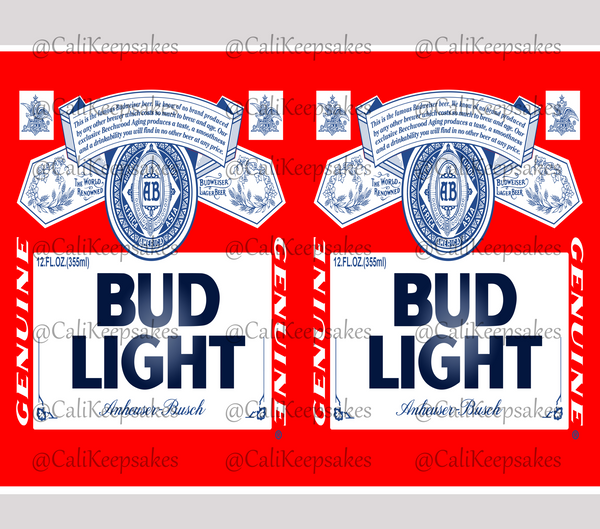 90's Bud Light PNG for Sublimation/Waterslide - 300DPI - CaliKeepsakes