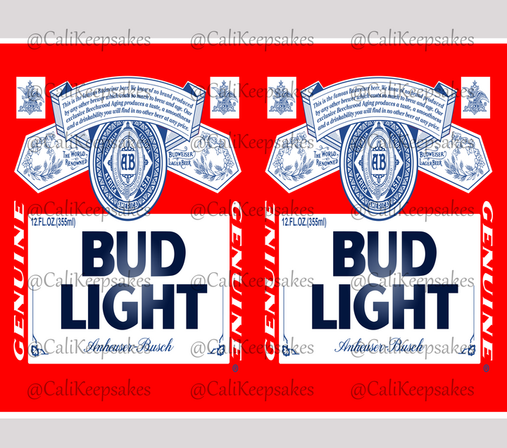 90's Bud Light PNG for Sublimation/Waterslide - 300DPI - CaliKeepsakes