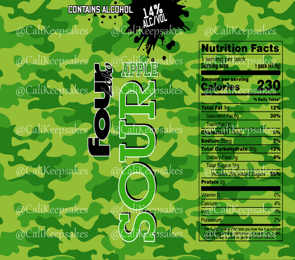 Four Loko Sour Apple PNG for Sublimation/Waterslide - 300DPI - CaliKeepsakes