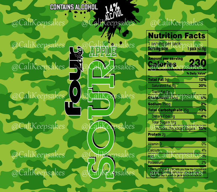 Four Loko Sour Apple PNG for Sublimation/Waterslide - 300DPI - CaliKeepsakes