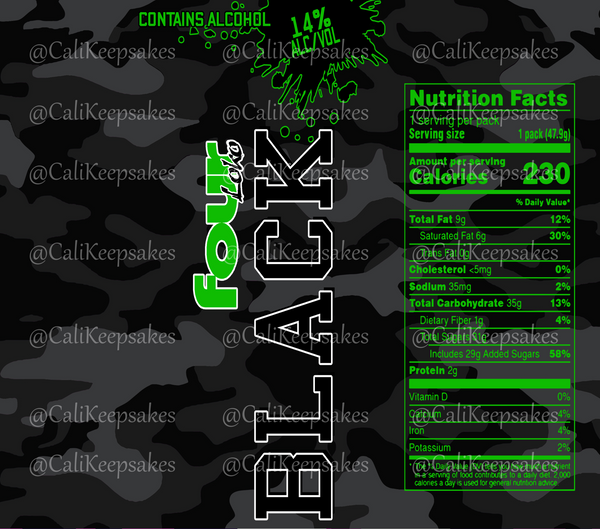 Four Loko Black PNG for Sublimation/Waterslide - 300DPI - CaliKeepsakes