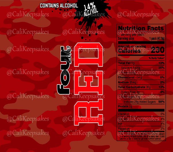 Four Loko Red PNG for Sublimation/Waterslide - 300DPI - CaliKeepsakes