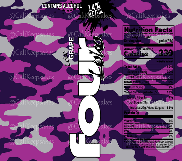 Four Loko Grape PNG for Sublimation/Waterslide - 300DPI - CaliKeepsakes