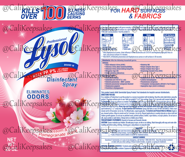 Lysol Cherry Blossom & Pomegranate Scent PNG - Sublimation/Waterslide 300DPI - CaliKeepsakes