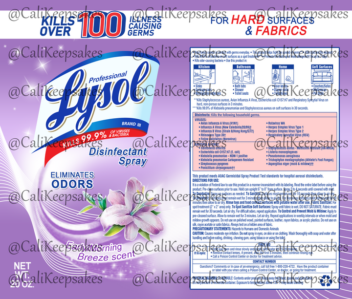 Lysol Early Morning Breeze PNG- Sublimation/Waterslide 300DPI - CaliKeepsakes