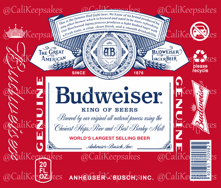 Budweiser PNG for Sublimation/Waterslide - 300DPI - CaliKeepsakes