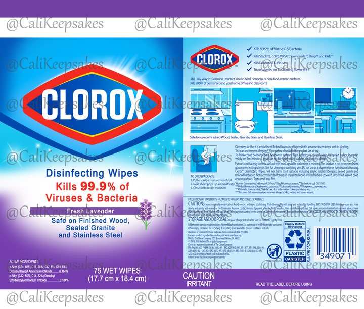 Clorox Fresh Lavender Scent PNG - Sublimation/Waterslide 300DPI - CaliKeepsakes