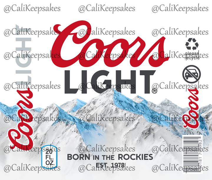 Coors Light PNG for Sublimation/Waterslide - 300DPI - CaliKeepsakes