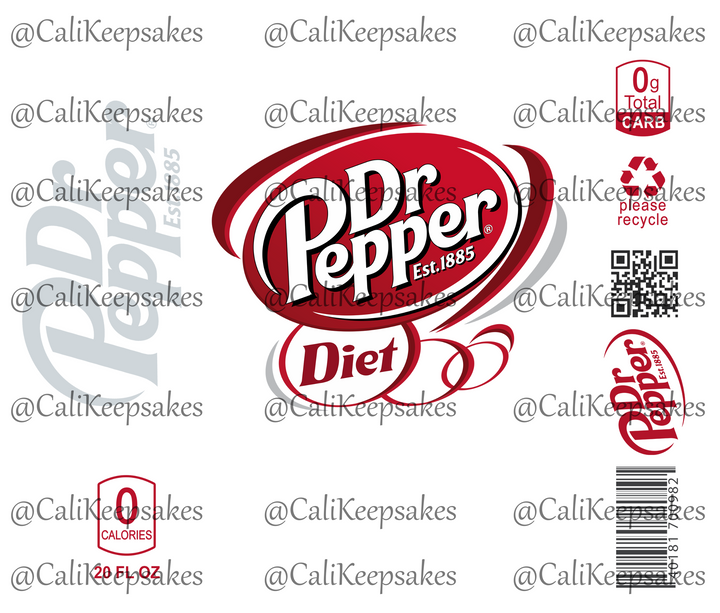 Diet Dr. Pepper PNG - Sublimation/Waterslide 300DPI - CaliKeepsakes