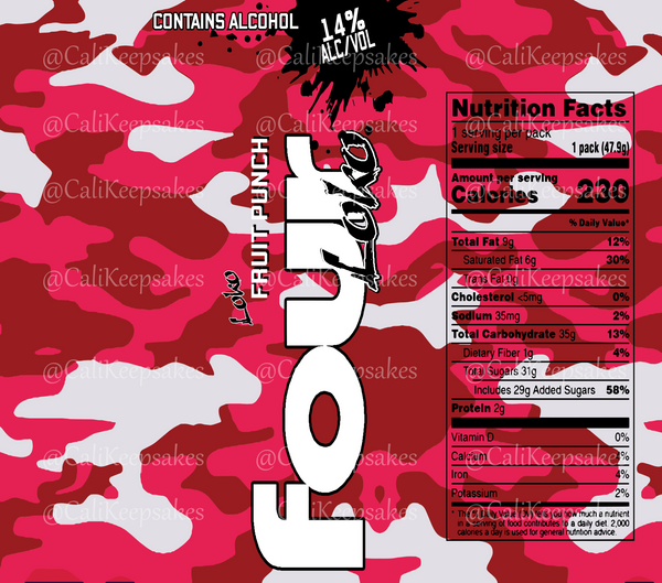 Four Loko Fruit Punch PNG for Sublimation/Waterslide - 300DPI - CaliKeepsakes