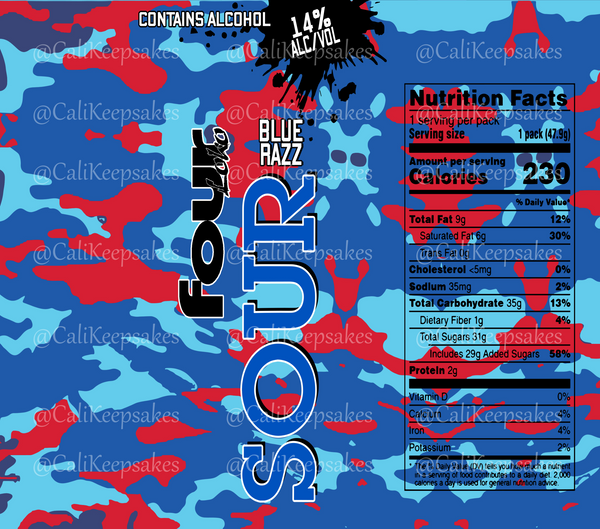 Four Loko Sour Blue Razz PNG for Sublimation/Waterslide - 300DPI - CaliKeepsakes