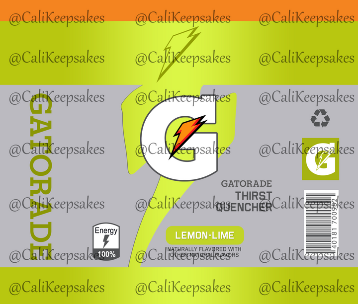 Gatorade Lemon Lime PNG - Sublimation/Waterslide 300DPI - CaliKeepsakes