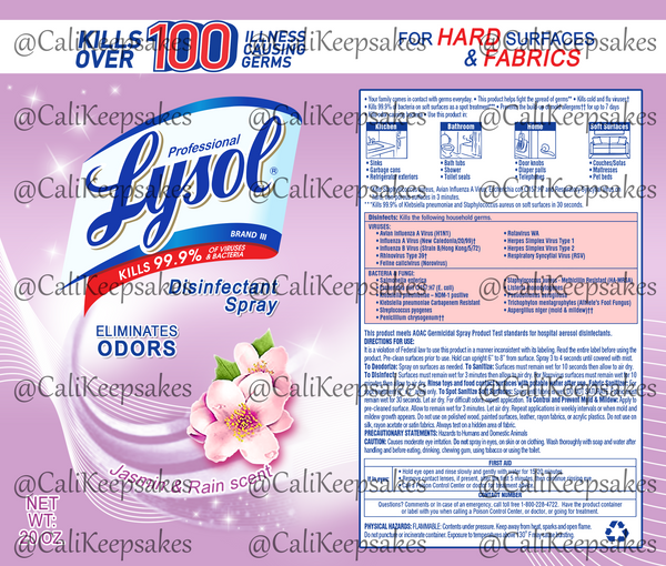 Lysol Jasmine and Rain Scent PNG - Sublimation/Waterslide 300DPI - CaliKeepsakes