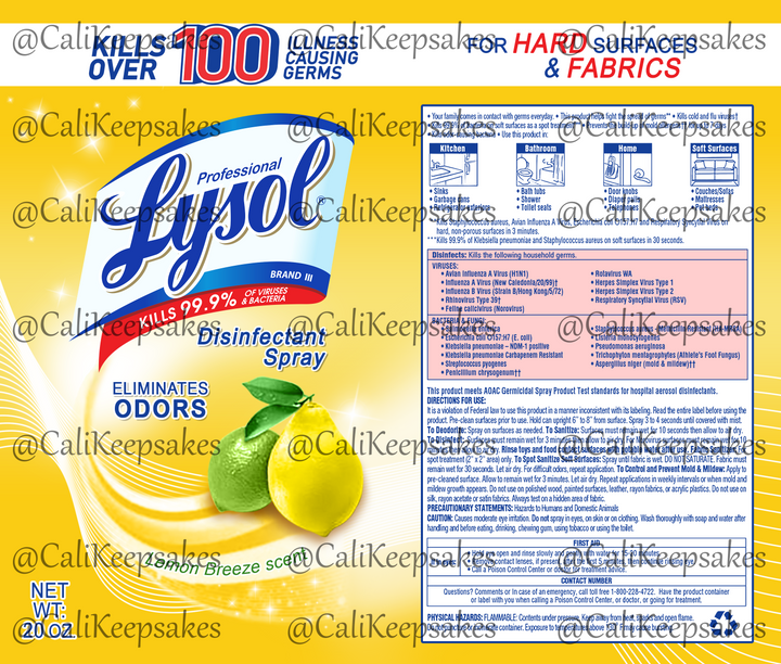 Lysol Lemon Breeze Scent PNG - Sublimation/Waterslide 300DPI - CaliKeepsakes