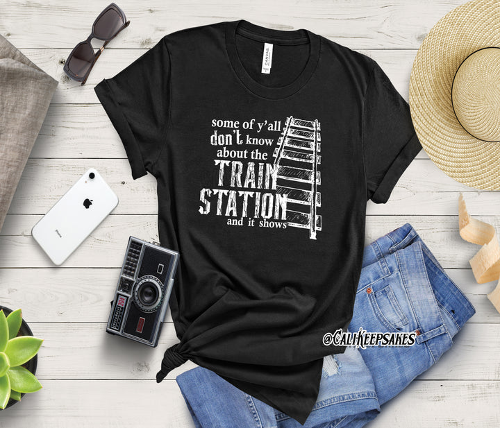 Train Station black T-shirt