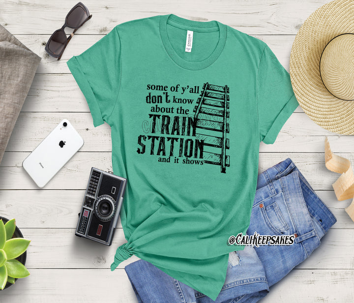 Train station teal t-shirt