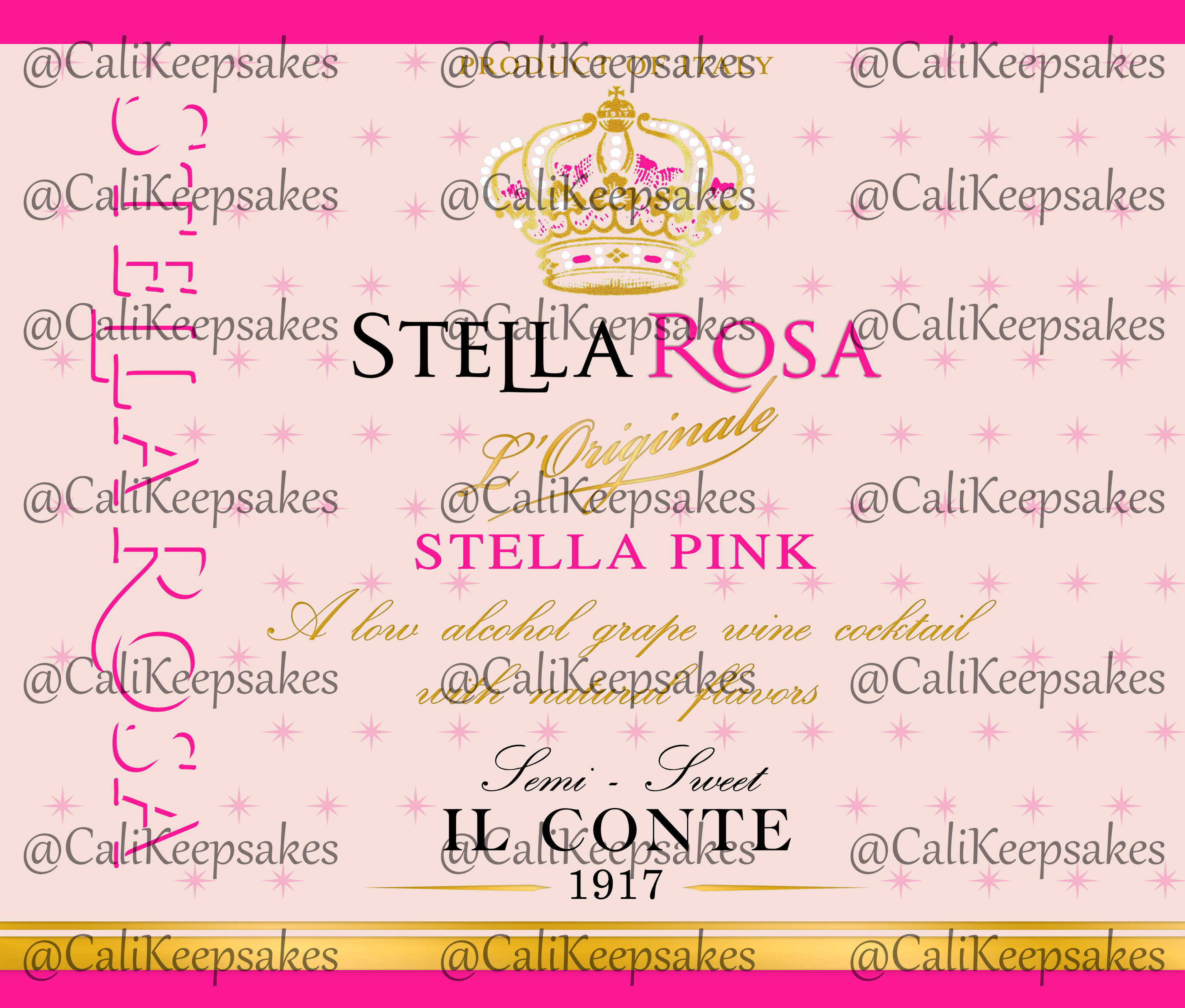 Stella Rosa Editable Label Stella Rosa Pink PNG Sublimation/Waterslide - 300DPI | CaliKeepsakes ...